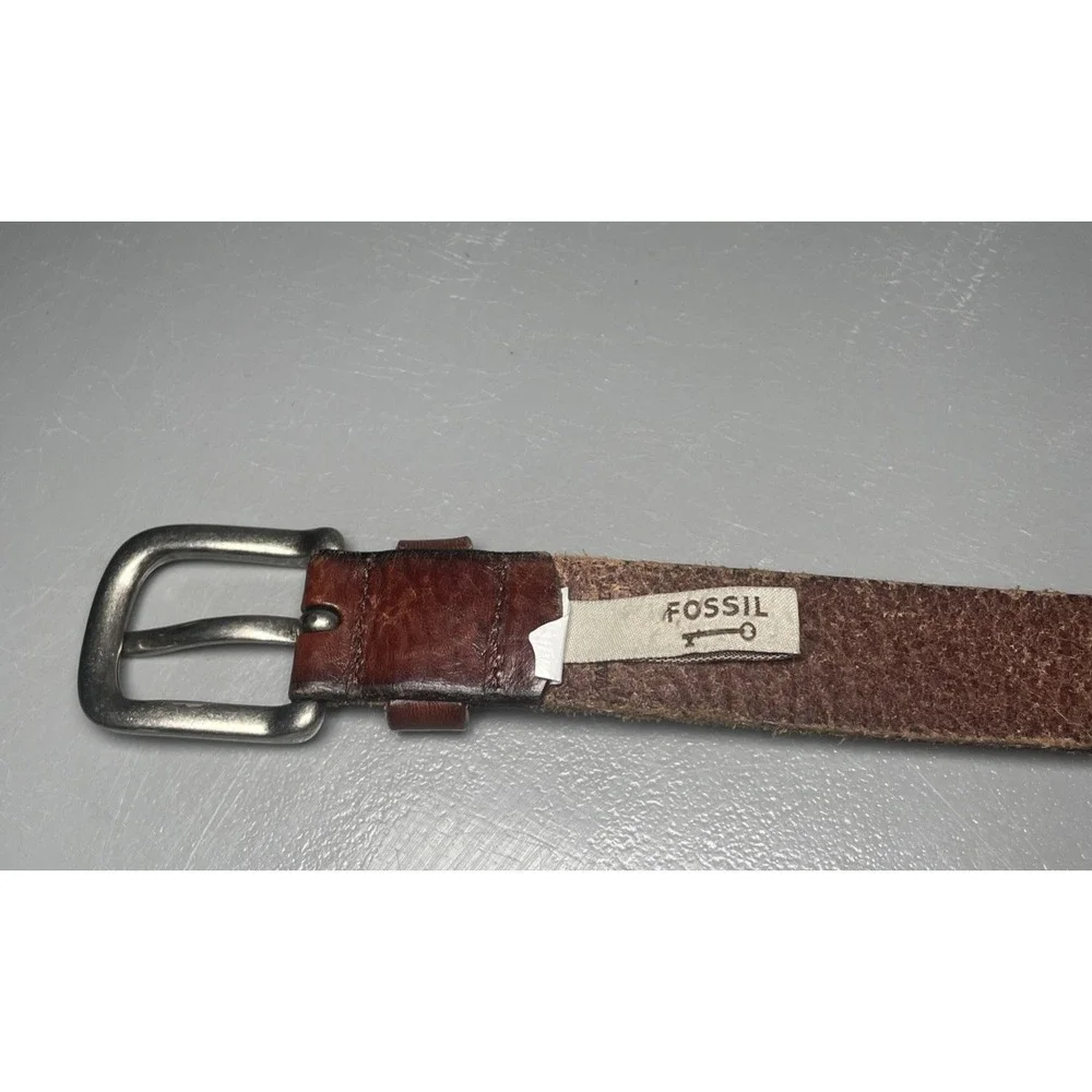 Vintage Fossil Leather Belt Brown Distress Leather Medium